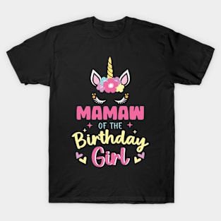 Mamaw of The Birthday Girls Family Unicorn Lover B-day Gift For Girls Women Kids T-Shirt